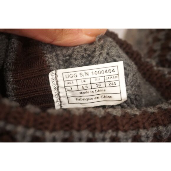 UGG Women’s Gray/Brown Knit Fold-Over Boots – Size 7 - Picture 7 of 11